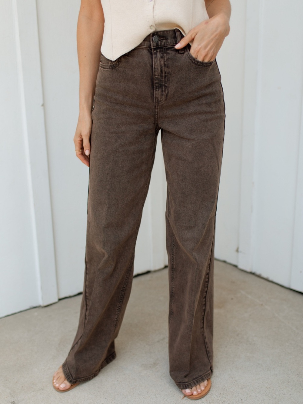 CJLA Holland High-Rise Wide Leg Jeans in Brown size 5